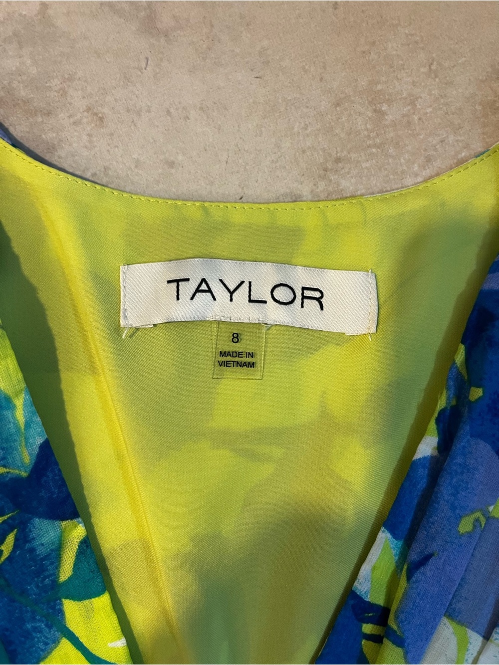 Taylor Floral Midi Dress in Lime Green and Blue - Picture 3 of 3